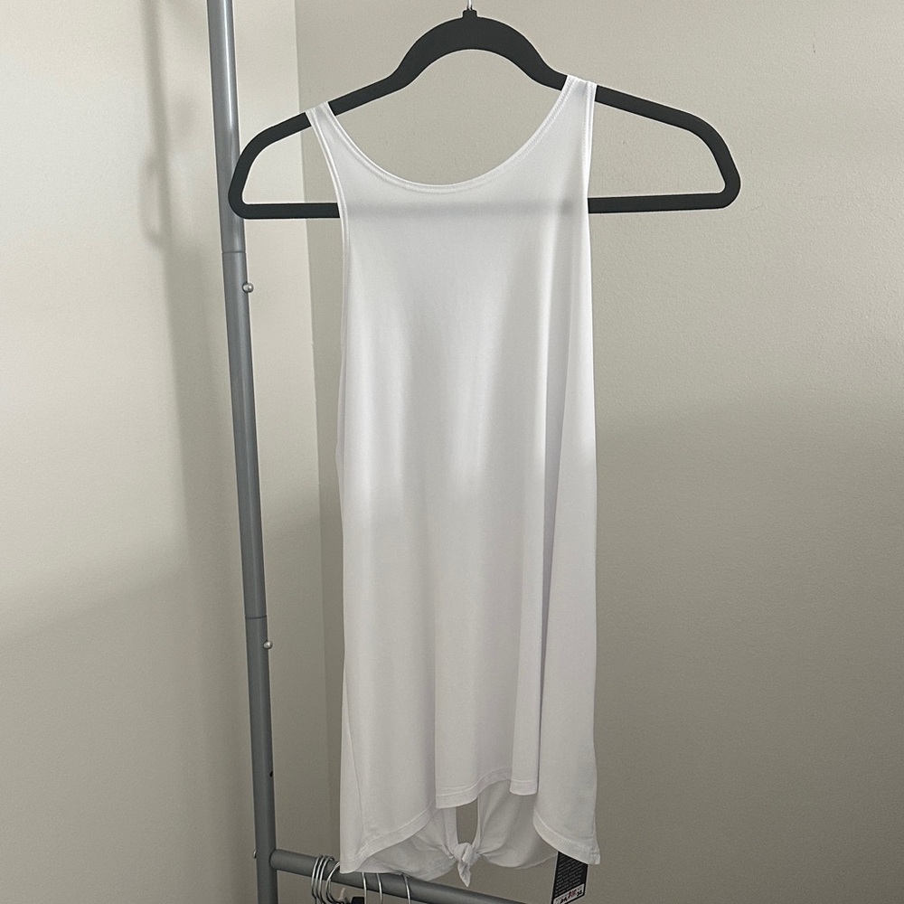 NWT White Sleeveless Pilates Tie Back Tank Top